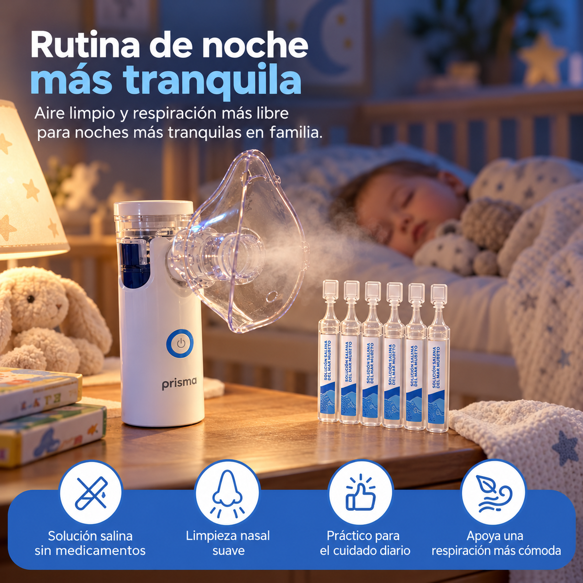 Solución salina en dosis para nebulizador