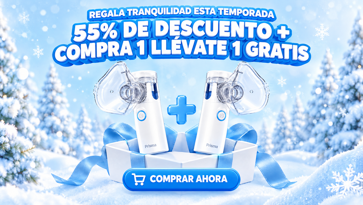 Oferta de temporada: 55% de descuento y compra 1 llévate 1 gratis en el nebulizador Prisma Respira